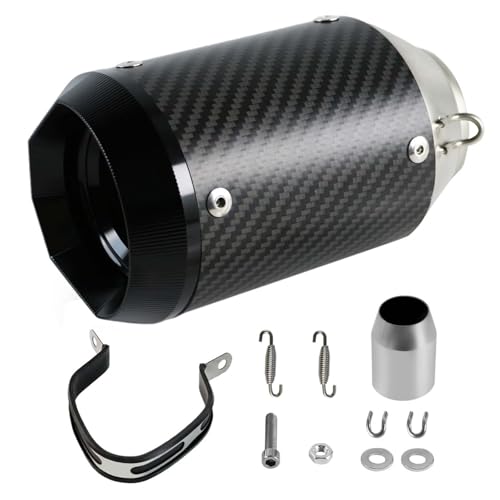PACEWALKER Motorcycle Slip On Muffler, 2" Universal Carbon Fiber