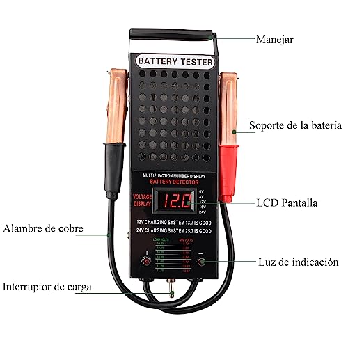 AUTTGINN 6/8/12/16/24V Battery Load Tester Automotive Car Battery Tester,Battery Charging System Tester and Voltmeter Tester with LCD Display for Cars,Golf,Motorcycles - size: LCD