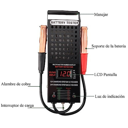 AUTTGINN 6/8/12/16/24V Battery Load Tester Automotive Car Battery Tester,Battery Charging System Tester and Voltmeter Tester with LCD Display for Cars,Golf,Motorcycles - size: LCD