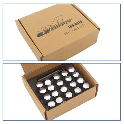 GAsupply 1/2-20 Lug Nuts Chrome, 2" 50mm Tall Cone Seat, 20Pcs+1 Key - color: Silver, size: 1/2"-20, style: 20 Pack- 2" Tall