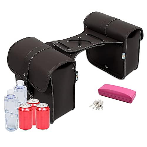 Motoforti Pair Motorcycle Saddlebag Side Tool Bags Cycling Luggage Bag Waterproof Quick Release Buckles - color: Dark Brown
