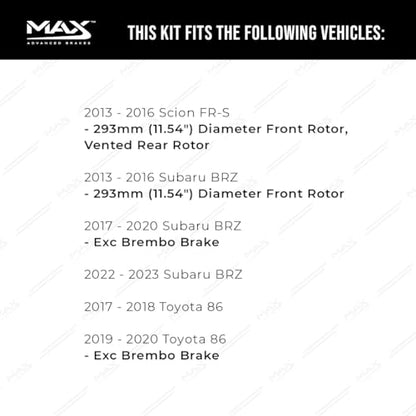 Max Advanced Brakes Front & Rear Brake Kit For Toyota 86 - color: ValueMAX, size: KT1015