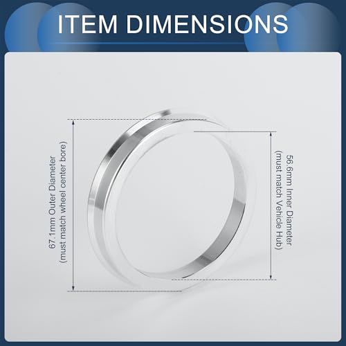 Hub Centric Rings, 56.6mm ID to 67.1mm OD Vehicle Wheel Hubrings Aluminum Alloy, 4 Pcs - size: 56.6mm to 67.1mm