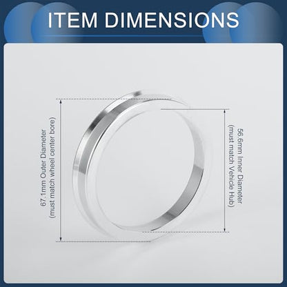 Hub Centric Rings, 56.6mm ID to 67.1mm OD Vehicle Wheel Hubrings Aluminum Alloy, 4 Pcs - size: 56.6mm to 67.1mm