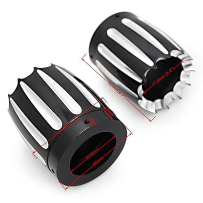 4" Deep Edge CNC Cut Merge Exhaust End Cap - Compatible with Harley Road King FLHR, Street Glide FLHX, Road Glide FLTR (1986-2016) - Black Muffler Tip Pipe Cover (B- Deep+Gear Style) - style: B- Deep+Gear Style
