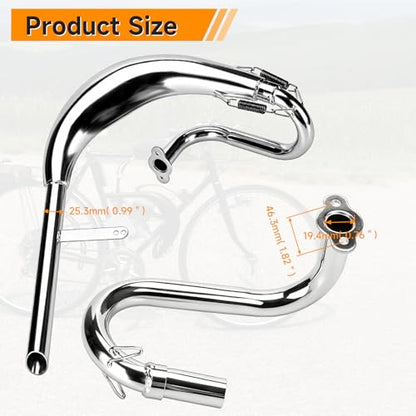 FVRITO Chrome Expansion Chamber Exhaust Pipe for 49cc 50cc 2-Stroke Engines - color: New-Silver