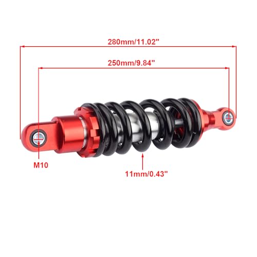 250mm 9-4/5" Rear Shock Absorber 1000LBS Suspension Sensa-Trac Load Adjusting for ATV Quad Dirt Pit Bike Motorcycle - size: 250mm