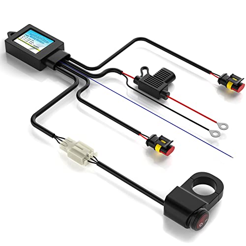 Wiring Harness Switch Kit for Motorcycle LED Light,with 3 Models:Always On/Strobe/Left and Right Flashing,by Upgrade IC Intelligent Control Motorcycle Driving Lights Switch
