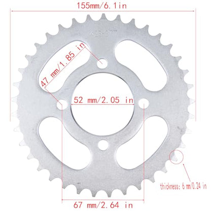 428 Chain and Sprocket Kit,37 Tooth Rear Chain Sprocket ID 52mm for 50CC 70CC 90CC 110CC 125CC 250CC Pit Dirt Bike ATV Quad Bike Motorcycle