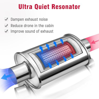 Upower 2.5 inch Ultra Quiet Resonator, 304 Stainless Steel Exhaust Muffler 2.5", 2.5'' Inlet & Outlet 14" Overall Length Universal Oval Performance Muffler Resonator - size: 2.5 Inch