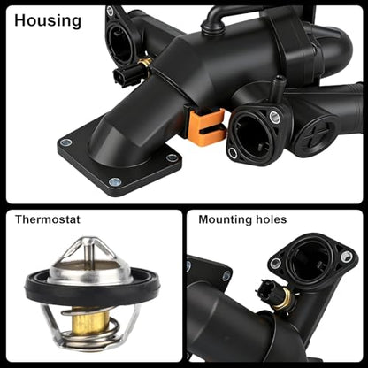 Engine Coolant Thermostat Housing Assembly Compatible with Jaguar S-Type 2003-2008,Vanden Plas,XJ8 2004-2009,XF 2009-2010,XK 2007-2009,Replaces#AJ811793 - size: AJ811793