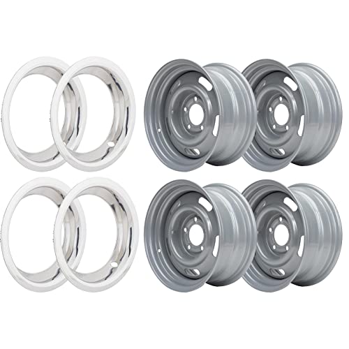 GM Style 38.1x20.3cm(15x8인치) 랠리 휠 세트, 7.6cm(3인치) 뷰티 링, 4개 세트