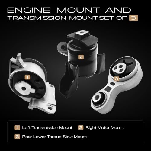3PCS Engine Motor & Transmission Mount Set Compatible with Ford Fusion 2.5L 2010-2012 / Mercury Milan 2.5L 2010-2011 with Automatic Transmission Mount for A4431 A5556 A5740 3285 3216 3366 - size: 2010-2012 Fusion 2.5L