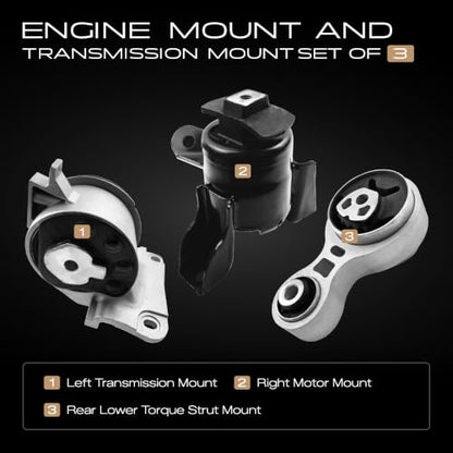 3PCS Engine Motor & Transmission Mount Set Compatible with Ford Fusion 2.5L 2010-2012 / Mercury Milan 2.5L 2010-2011 with Automatic Transmission Mount for A4431 A5556 A5740 3285 3216 3366 - size: 2010-2012 Fusion 2.5L