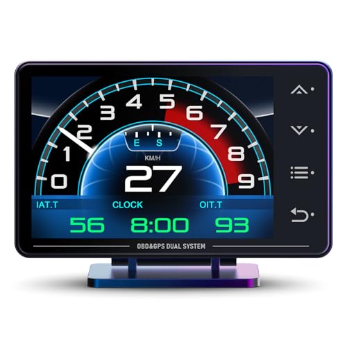 MH Obd2 Gauge Display Heads Up Display 4.3-inch TFT LCD Screen Multi-Function Digital HUD Gauge Cluster with Speed RPM Boost for All Car
