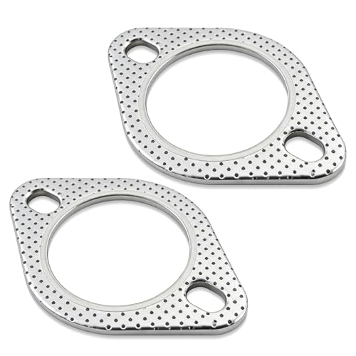 2PCS Car Exhaust Gasket, Exhaust Flange Gasket, Ultra Seal 2-Bolt 3-Inch Reinforced High Temperature Exhaust Manifold Gasket, Catalytic Converter Gasket for Most Cars Trucks (3 Inch) - color: 3 Inch