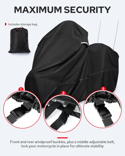 Benlari Motorcycle Cover with Side Top Box Compatible with Harley Davidson Touring Ultra Limited Street Glide Road Glide Electra Glide, Waterproof Motorcycle Cover Outdoor Storage All Weather