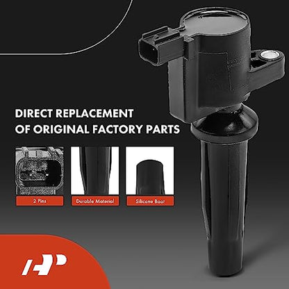 A-Premium Set of 4 Ignition Coil Pack and Iridium Spark Plugs - color: Black