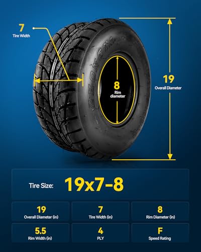 PHILTOP ATV UTV All-Terrain Tires 19x7-8, Go Kart Mini Bike Tire,4PR, Set 2 - color: Z-129 -2PCS, size: 19x7-8