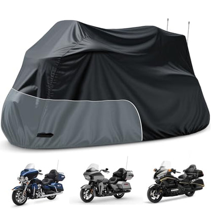 Motorcycle Cover Heavy Duty 300D Waterproof for Touring Ultra - color: Black/Grey