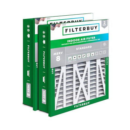 Filterbuy 20x20x5 Air Filter MERV 8 Dust & Allergy Defense (2-Pack) - style: 20x20x5 (Actual: 18.38 x 18.38 x 3.69)