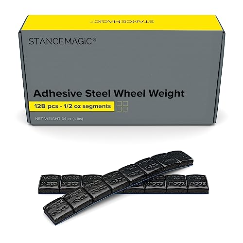 StanceMagic 0.5oz 1/2oz Black Adhesive Stick On Wheel Weights, 128 Pieces - color: Black, size: 4 lbs (64oz)