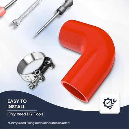Endure 90 Degree Silicone Elbow Intake Hose 4-Ply, 2.25"(57mm) - Red - color: Red, size: ID - 2.25Inch(57mm)