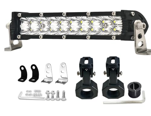 7 Inch Dirtbike Light Bar Kit, 7/8" Clamp Light for Ebike with Bar Clamps - color: (White) Light Bar with Bar Clamps