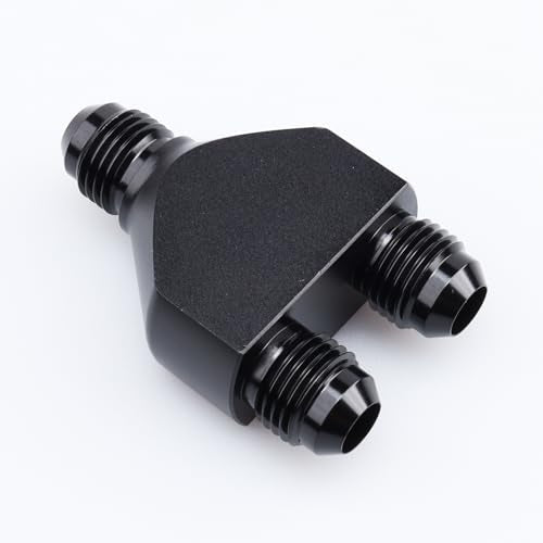 AC PERFORMANCE -6 AN In to -6 AN Out Y Block Splitter Fuel Fitting Aluminum Black - color: Black, size: 3 x 6AN