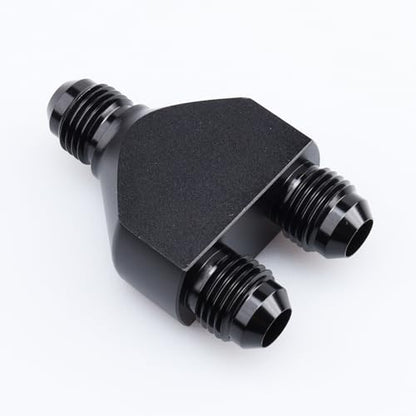AC PERFORMANCE -6 AN In to -6 AN Out Y Block Splitter Fuel Fitting Aluminum Black - color: Black, size: 3 x 6AN