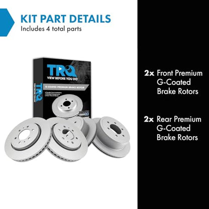 TRQ Front and Rear Brake Rotors Set Premium G-Coated - style: BKA14753