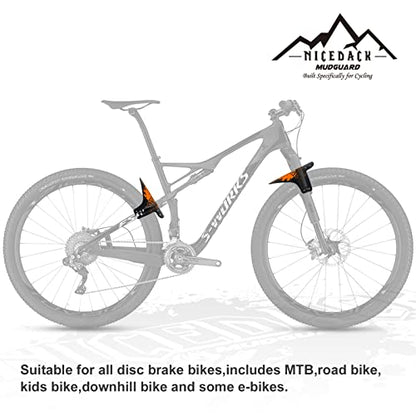 Mountain Bike Fenders, Fits 20-29 Inch MTB, 2-Piece Set - color: B-Orange