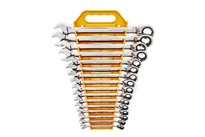 GEARWRENCH 16 Pc 72T Reversible Ratcheting Combination mm Wrench Set| 9602N