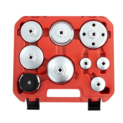 OEMTOOLS 27199 9-Pc Oil Filter Cap Wrench Set, Oil Filter Wrench Set Includes Adjustable and Universal Wrenches, Oil Filter Removal Tool Set Compatible with 3/8" Drive Tools - size: 9-Piece Set