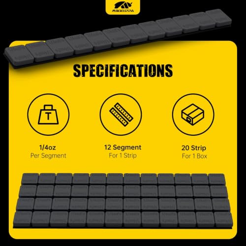 MIKKUPPA 1/4oz Adhesive Stick on Wheel Weights, Black 0.25oz, 60oz/Box - color: Black, size: 240 PCS