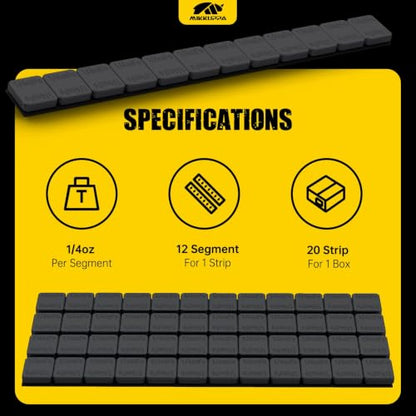 MIKKUPPA 1/4oz Adhesive Stick on Wheel Weights, Black 0.25oz, 60oz/Box - color: Black, size: 240 PCS