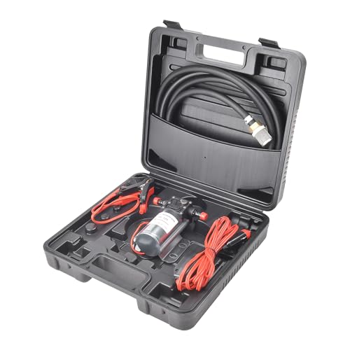 Fuel Transfer Pump Kit with Carrying Case, 12 Volt Electric Fuel Transfer Pump, High Efficiency Self-priming Pump for Pumping Gasoline, Diesel, Kerosene, Water and Liquids - size: 12V Fuel Pump Kit (with Carrying Case)