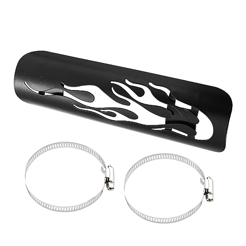 Motoforti 1Set Universal Motorcycle Exhaust Heat Shield Pipe Shield Exhaust Guard Muffler Protector for Harley Flame Black - color: Black