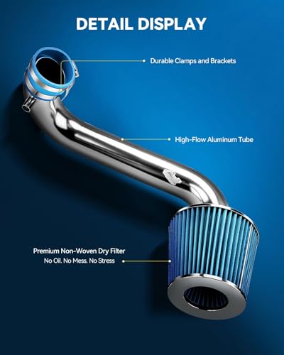 PHILTOP 2.5in Cold Air Intake Kit for 2001-2005 Honda Civic 1.7L, Blue - color: Blue, size: 2001-2005 Honda Civic 1.7L