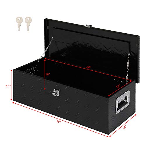 30 Inch Aluminum Truck Bed Tool Box with Side Handles, Lock - color: Black, size: 30"