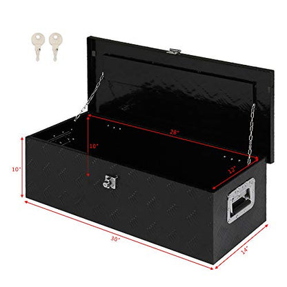 30 Inch Aluminum Truck Bed Tool Box with Side Handles, Lock - color: Black, size: 30"