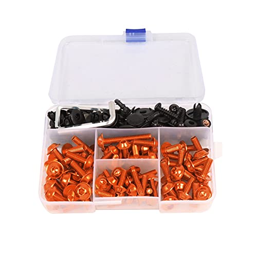 Worldmotop Fairing Bolt Kit Screws Fasteners Universal Compatible with Yamaha Honda Kawasaki Suzuki BMW,Fairing Bolt Kits Metric Bolts and Nuts Kit(Orange) - color: orange