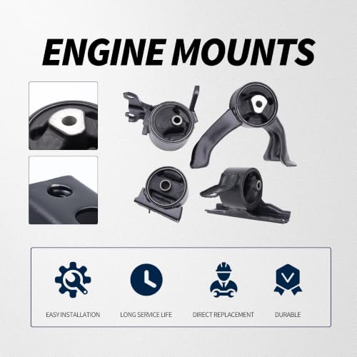 5105493AB Engine Motor Mount Transmission Mount Set of 4 Compatible with Dodge Caliber 2007-2012 L4 2.0L/L4 2.4L; Compatible with Jeep Compass 2007-2017 L4 2.0L/L4 2.4L Replaces 5105489AE