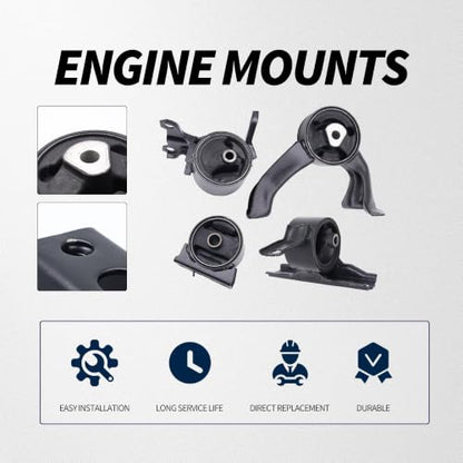 5105493AB Engine Motor Mount Transmission Mount Set of 4 Compatible with Dodge Caliber 2007-2012 L4 2.0L/L4 2.4L; Compatible with Jeep Compass 2007-2017 L4 2.0L/L4 2.4L Replaces 5105489AE