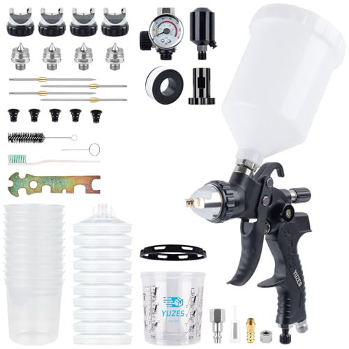 YUZES HVLP Spray Gun Kit, 4 Nozzles (1.4/1.7/2.0/2.5mm), Auto Paint Gun