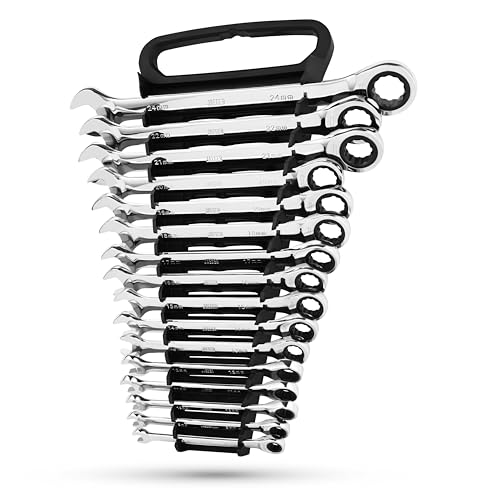 Jaeger 16pc MM/Metric TIGHTSPOT 90-Tooth Ratcheting Combination Wrench Set With Lock-In Rack - Metric SET With Ratchet Speed Wrenches And A Lock-In Rack Case - size: 16pc Metric Set