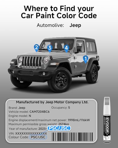 PSC/JSC Billet Silver Metallic Touch Up Paint Compatible with JeepExact Match 2 in 1 Touch up Paint for Chips and Nicks Repair - color: Billet Silver Metallic(PSC/JSC) Compatible with Cherokee/Compass/Grand-Cherokee/Patriot/Wrangler-JK/Wrangler-JK-Unlimit
