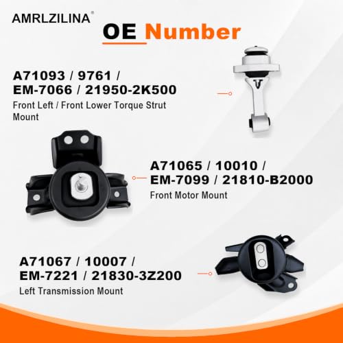 Engine Motor and Transmission Mount Kit for Kia Soul 2014-2019 - size: 2017-2019 Kia Soul Exclaim 1.6L