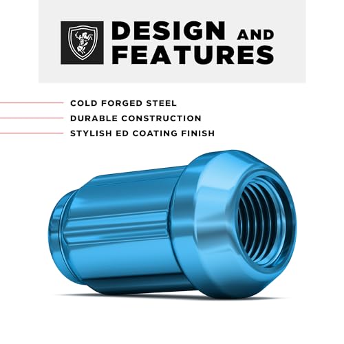 White Knight 3804BLT-20AM 1/2"-20 Blue 6 Spline Lug Nut with Key, 20 Pack (for AFTERMARKET Wheels with Smaller 0.80" Diameter Seating) - color: Blue