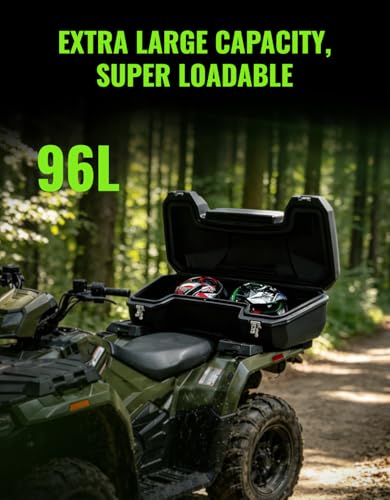 Green-L 96L Universal ATV Rear Rack Cargo Storage Box Trunk Luggage with Passenger Backrest Pad - size: #1-96L
